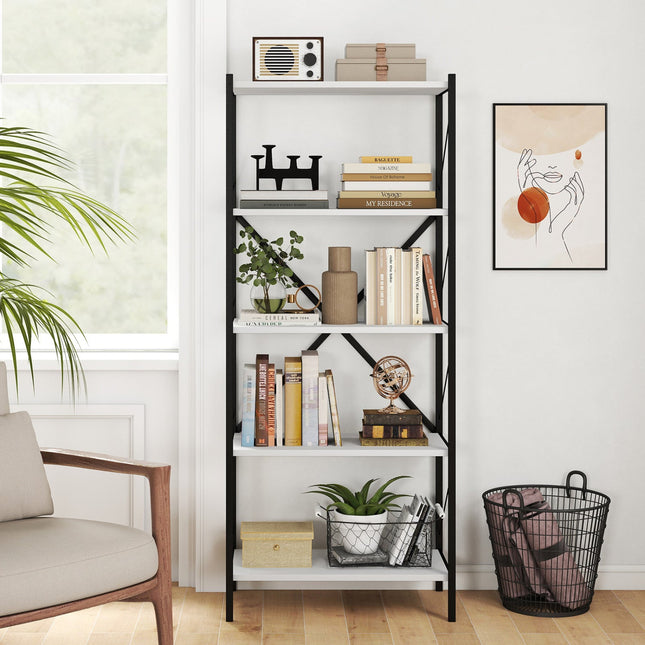5-Tier Bookshelf with Heavy-Duty Metal Frame