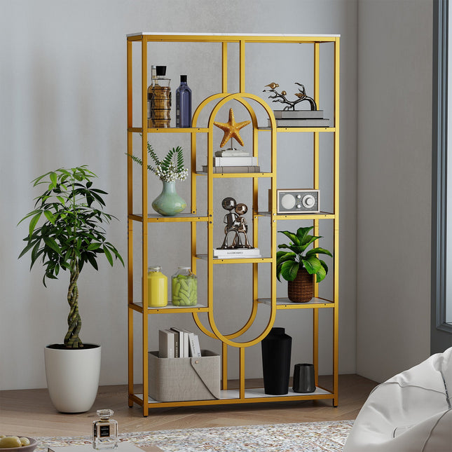 5-Tier Tall Etagere Bookcase with Open Storage Shelves-White