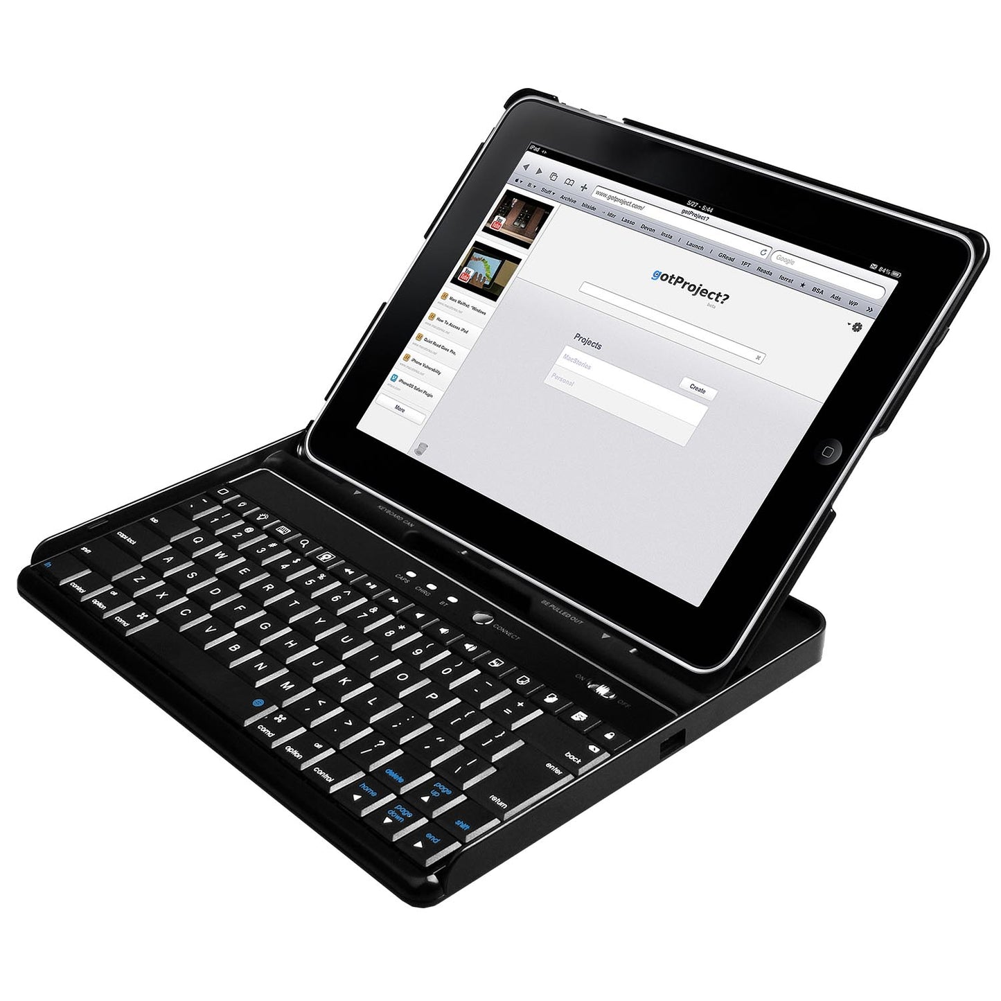Wireless Keyboard Case Cover for iPad2, black