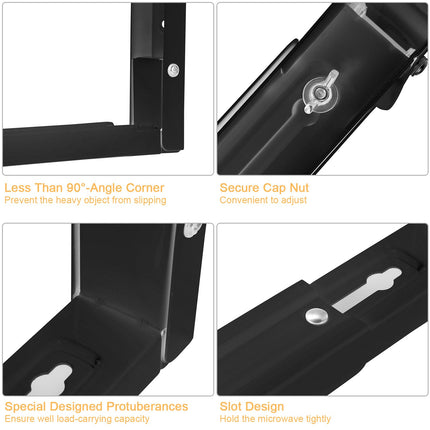 Microwave Wall Mount Bracket - Adjustable Heavy Duty Steel