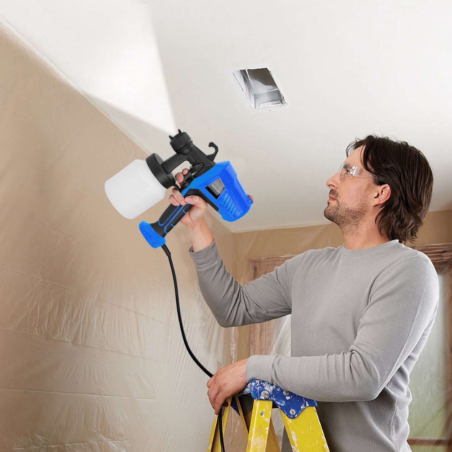 700W Electric Paint Sprayer Handheld HVLP Spray Painter Painting Spray Gun For Fences Brick Walls w/ 3 Spray Patterns 800ML Detachable Cup