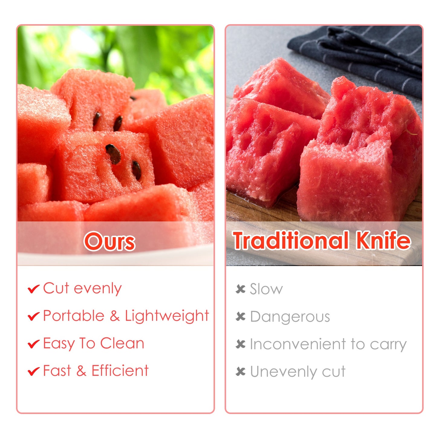 5Pcs 2 in 1 Watermelon Cutter Slicer Fork Stainless Steel Dual Head Watermelon Fruit Cutting Fork Knife For Summer Family Gathering Friend Party Campi