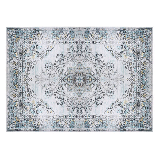 8x10FT VintageÊArea Rug Modern Non Slip Carpet Boho Low Pile Soft Rug Waterproof Machine Washable Rug for Living Room BedroomÊKitchen Dining Room Unde