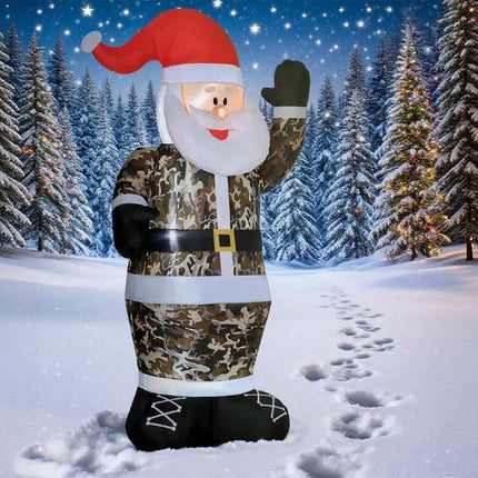 8FT Inflatable Camouflage Santa with LED Lights & Fan