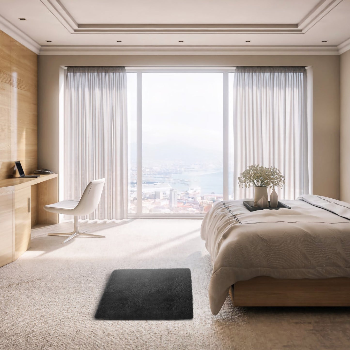 Fluffy Bedroom Rug 4Õ x 2.6Õ Anti-Skid Shaggy Area Rug Decorative Floor Carpet Mat for Nursery Bedroom Living Room