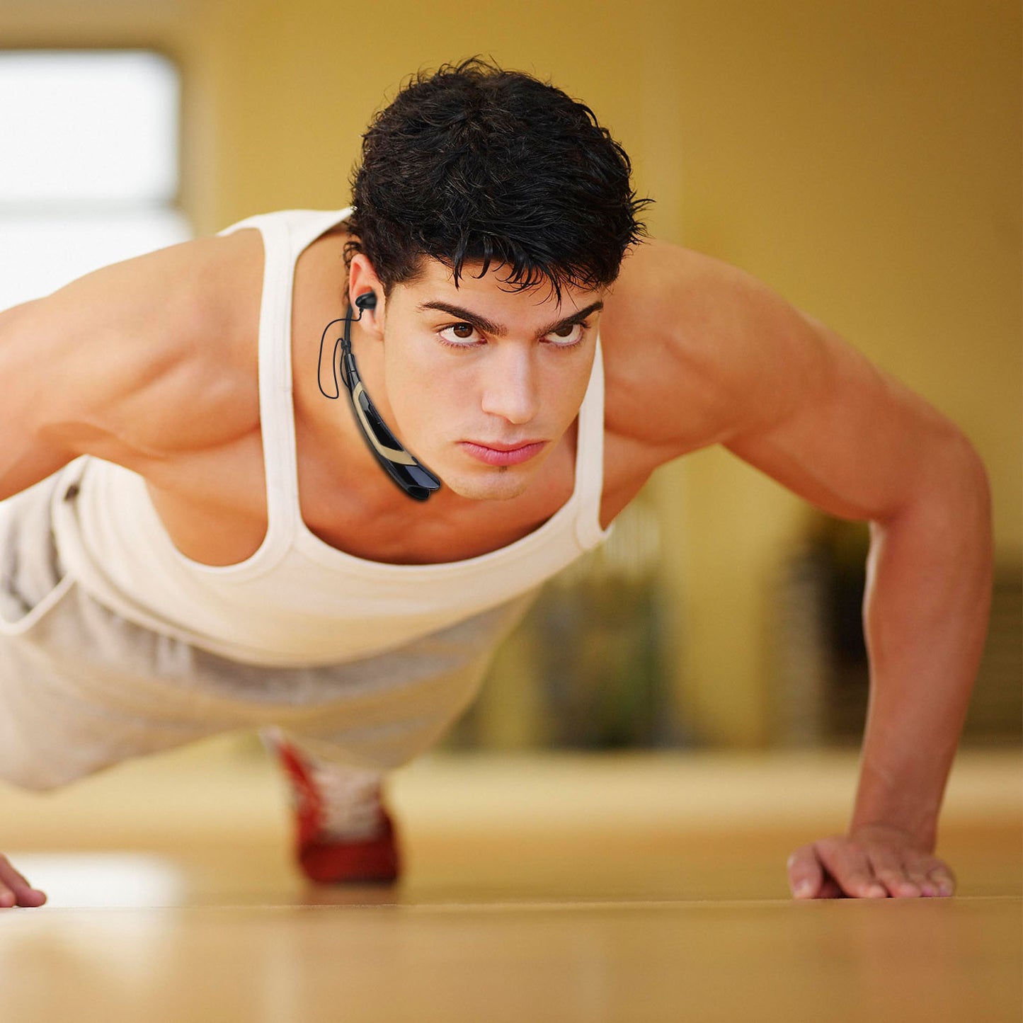 Wireless Neckband Headphones V5.0 Sweat-proof Sport Headsets Earbuds In-Ear Magnetic Neckbands Stereo Earphone Deep Bass Earphone w/Mic