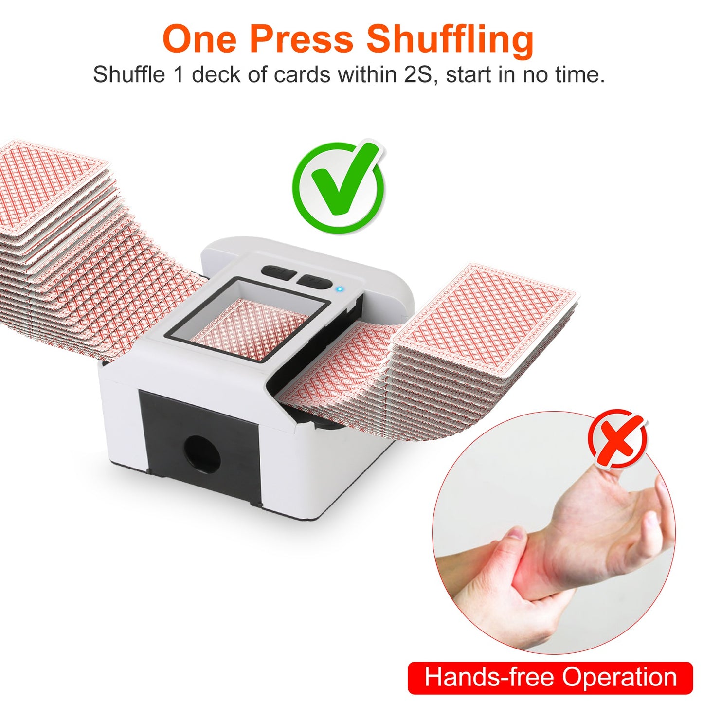 2 Deck Rechargeable Automatic Card Shuffler Professional Card Shuffler for for Texas Hold\'em Poker UNO with Auto Manual Mode Handheld Desktop