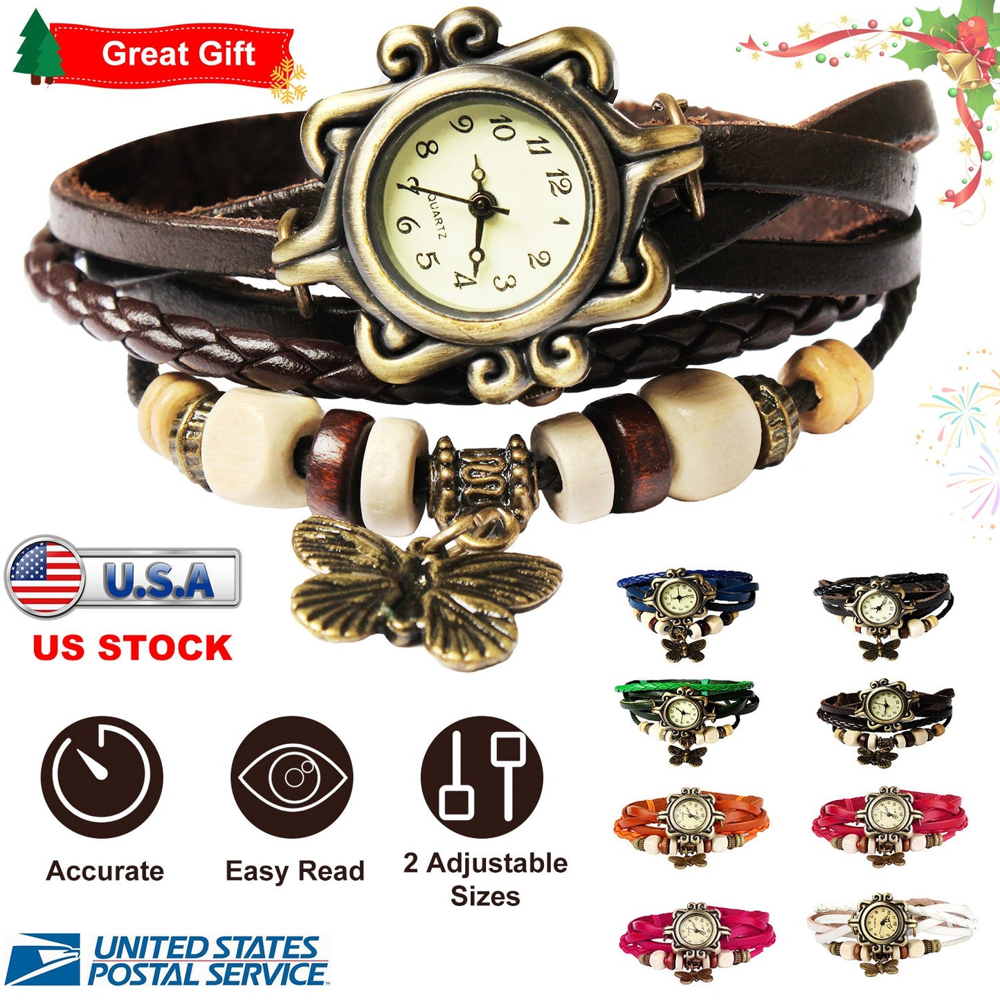 Vintage Women\'s Watch Bohemian Handmade Leather Watch Quartz Wrist Watch Fashion