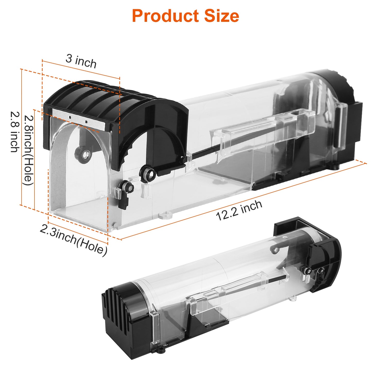 2Pcs Humane Live Mouse Trap Reusable Rat Rodent Trap Catch Release Cage Safe for Family Children Pets Easy Setup