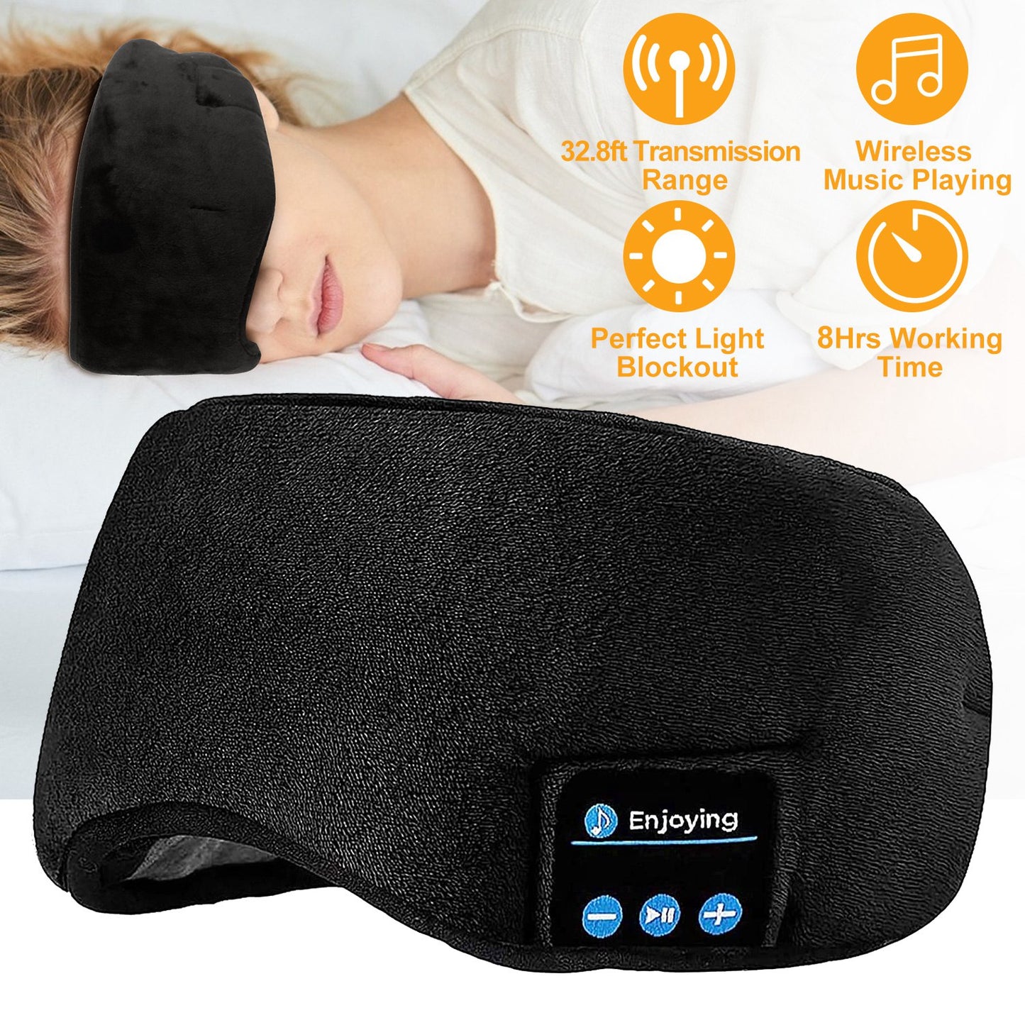 Sleep Eye Mask Wireless Headphones Adjustable Hands-free Skin Friendly Cotton Mask Headsets w/ Speakers Microphone Washable For Insomnia Travel