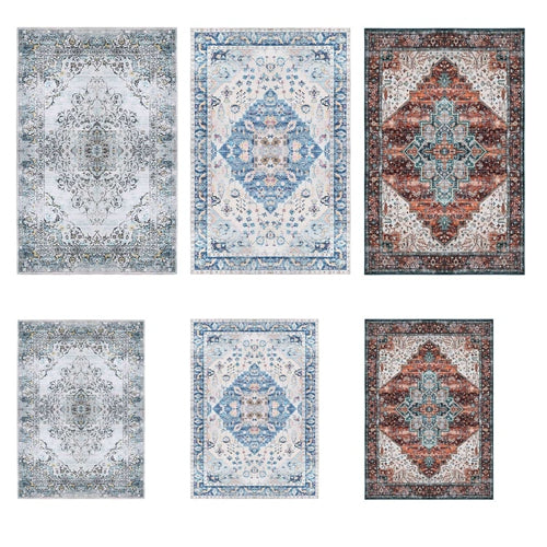 Vintage Boho 8x10 Rug – Washable, Non-Slip & Waterproof