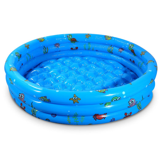51x13Ó Inflatable Swimming Pool Blow Up Family Pool For 3 Kids Foldable Swim Ball Pool Center w/ 4 Valves Bottom Water Drain Plug For Indoor Backyard