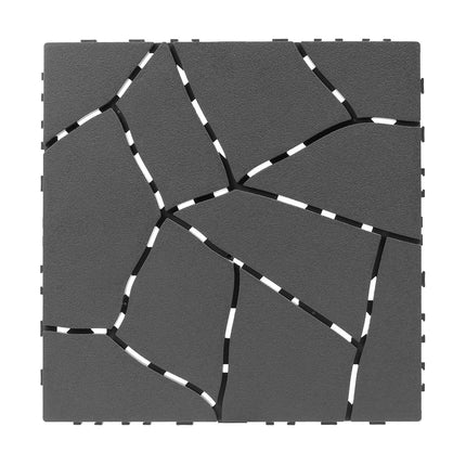 Interlocking Patio Deck Tiles 12 Inch Stone Pattern 44-Piece Set