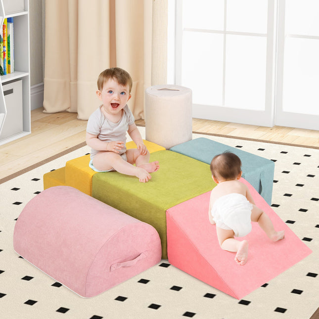6-Piece Baby Climbing Blocks with 30D High-Density Foam and Carrying Handles