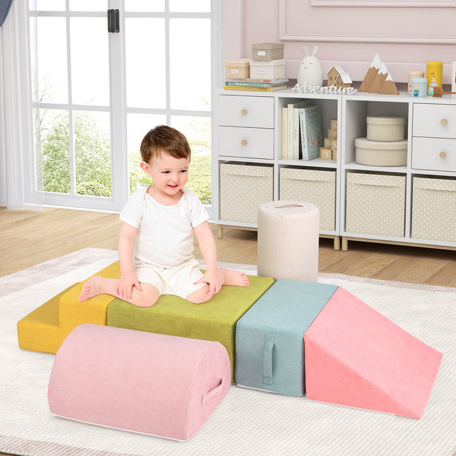 6-Piece Baby Climbing Blocks with 30D High-Density Foam and Carrying Handles