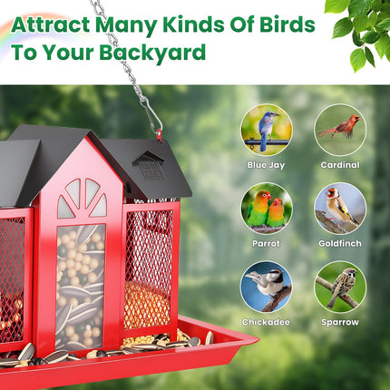 Barn Bird Feeder with Lift Top Lid and Viewing Window
