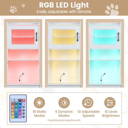Cat Litter Box Enclosure with LED Light & Charging Station