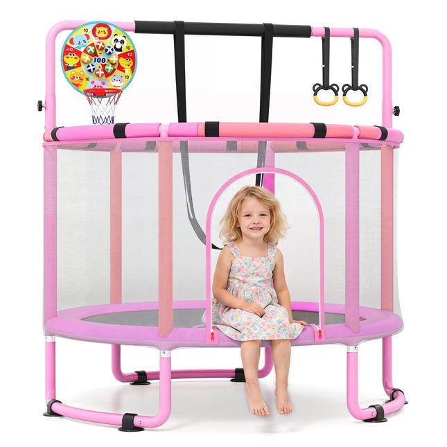 60-Inch Kids Trampoline with Adjustable Gymnastics Bar