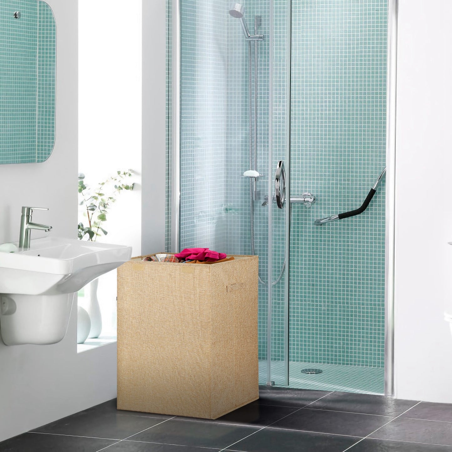 Foldable Laundry Hampers Washing Clothes Laundry Basket w/ Lid Handles Storage Organizer