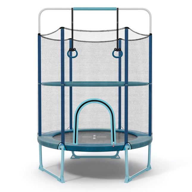 60 Inch Trampoline with Gymnastic Bar and Rings for Kids