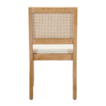French Oval Rattan Back Dining Chairs Set of 2 - Solid Wood