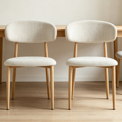 Upholstered Dining Chairs Set of 2 with Curved Back