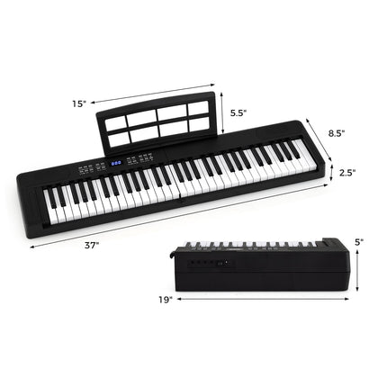 61-Key Foldable Piano Keyboard Full-size Electronic Keyboard with MIDI and Split Function