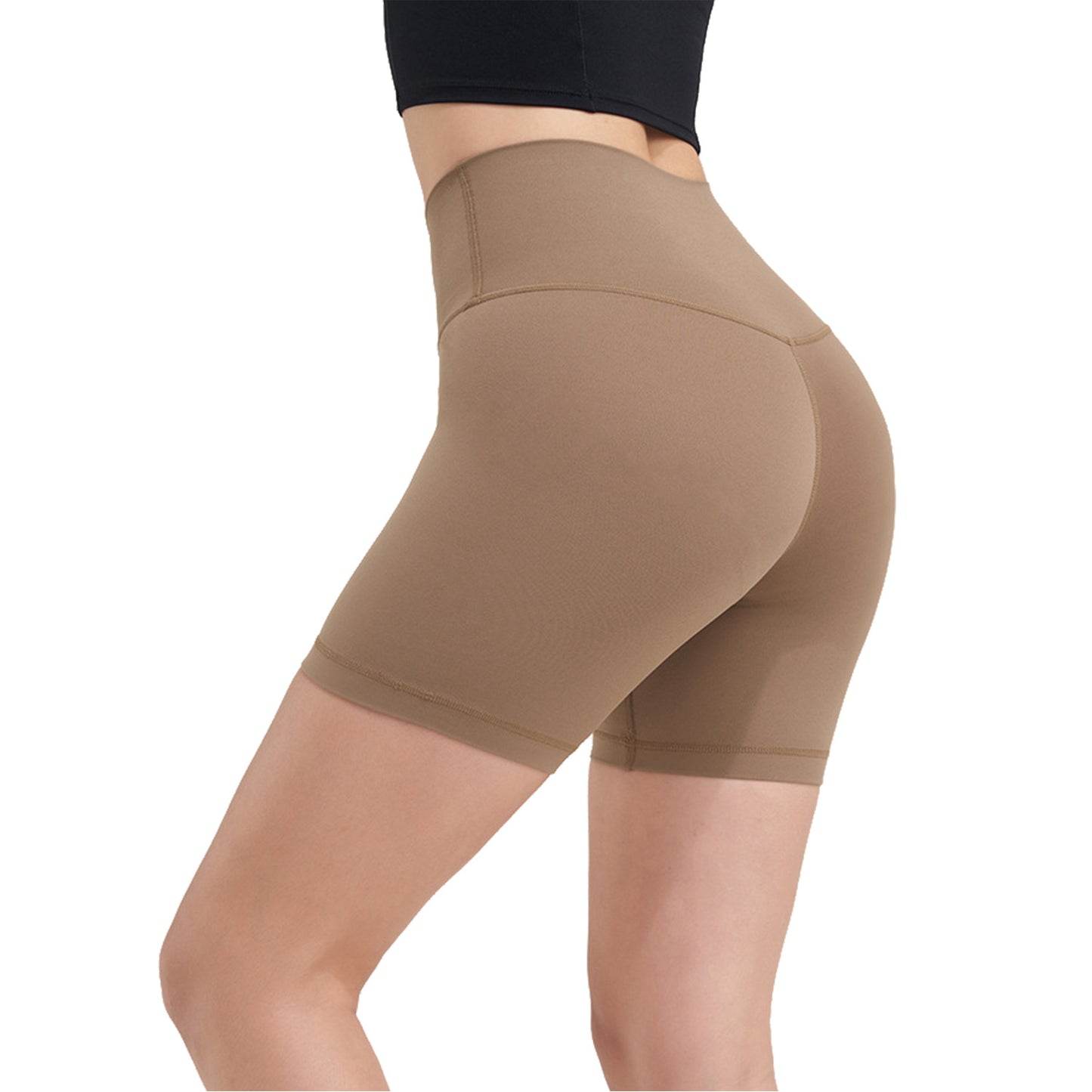 Women\'s High Waist Biker Shorts Tummy Control Pants Athletic Leggings Spandex Booty Shorts with 6.3In Inseam No Front Seam for Workout Yoga Running V