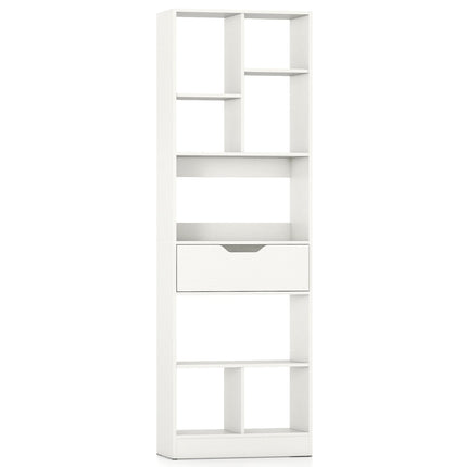 61inch Tall Freestanding Bookcase with Drawer 8-Cube Storage Organizer