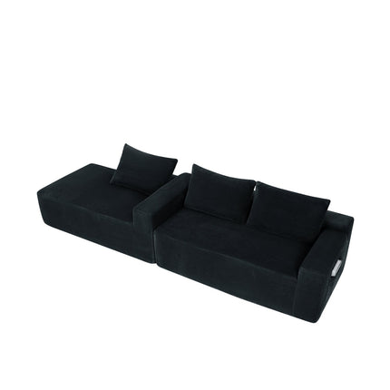 Cloud L-Shaped Corduroy Sectional Sofa with Chaise Lounge
