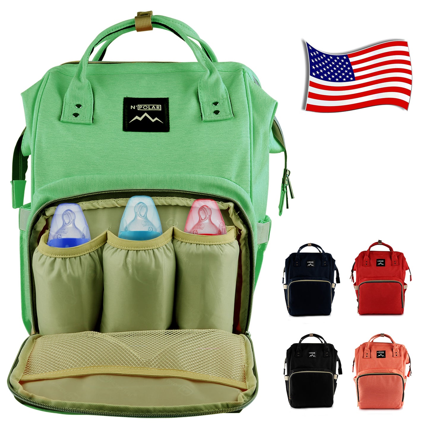 Mummy Diaper Bag Backpack Water-Resistant Large Capacity Travel Nappy Backpack Baby Nursing Handbag for Mom Dad Baby Care