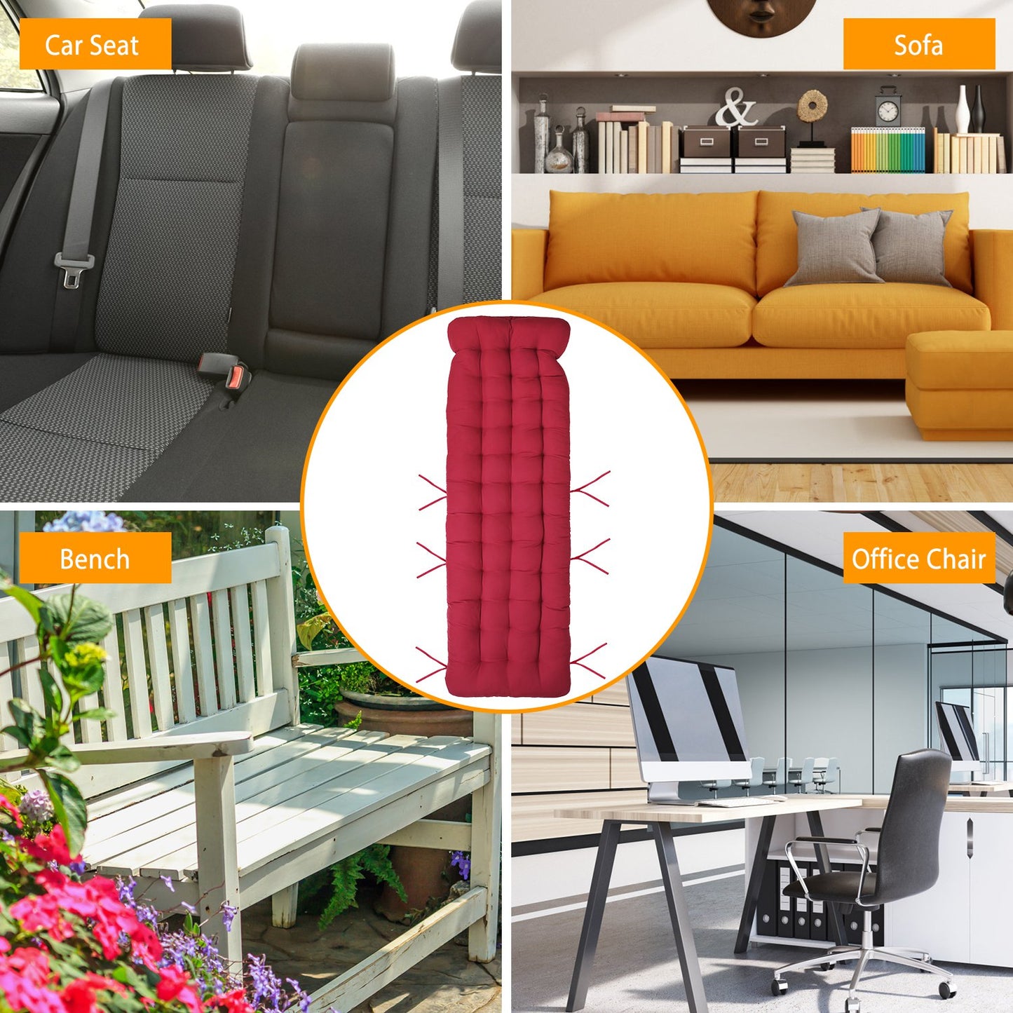 71x22in Chaise Lounger Cushion Recliner Rocking Chair Sofa Mat Deck Chair Cushion
