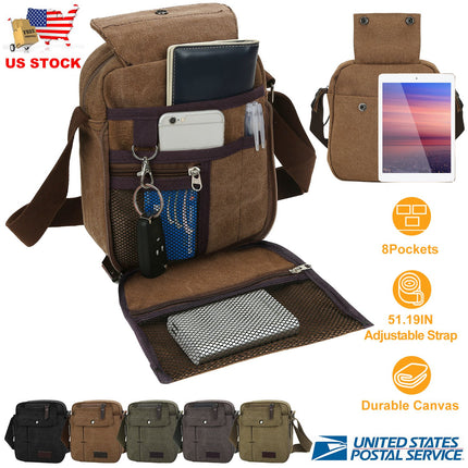 Unisex Crossbody Bags Canvas Phone Tablet PC Shoulder Bag Credit Card Key Messenger Purse