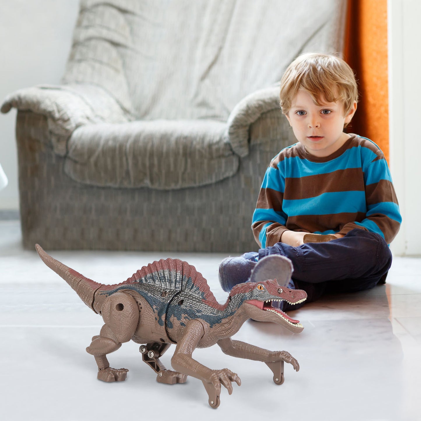 Remote Control Dinosaur Toys Jurassic Realistic RC Dinosaur Rechargeable T-Rex Walking Robot with 3D Eye Roaring Sounds Red Light Remote Control for 3