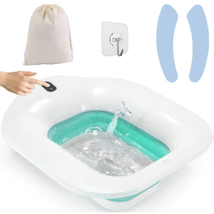 Foldable Postpartum Care Basin Sitz Toilet Seat Bidet Basin Battery Powered Toilet Bidet for Pregnant Postpartum Hemorrhoid Elderly Care 1400ML/47Oz