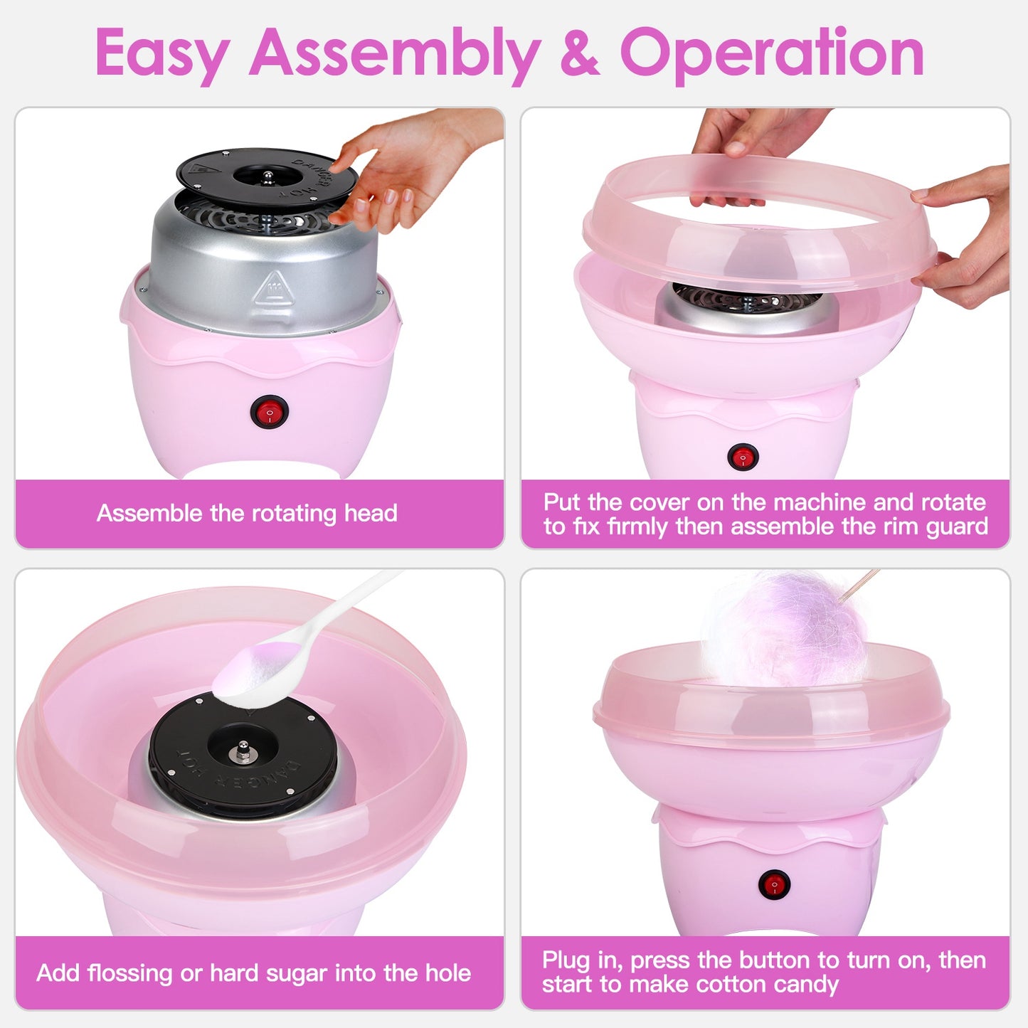 Cotton Candy Maker Portable Cotton Candy Machine Electric Cotton Candy Expressfor Kids Christmas Gift Birthday