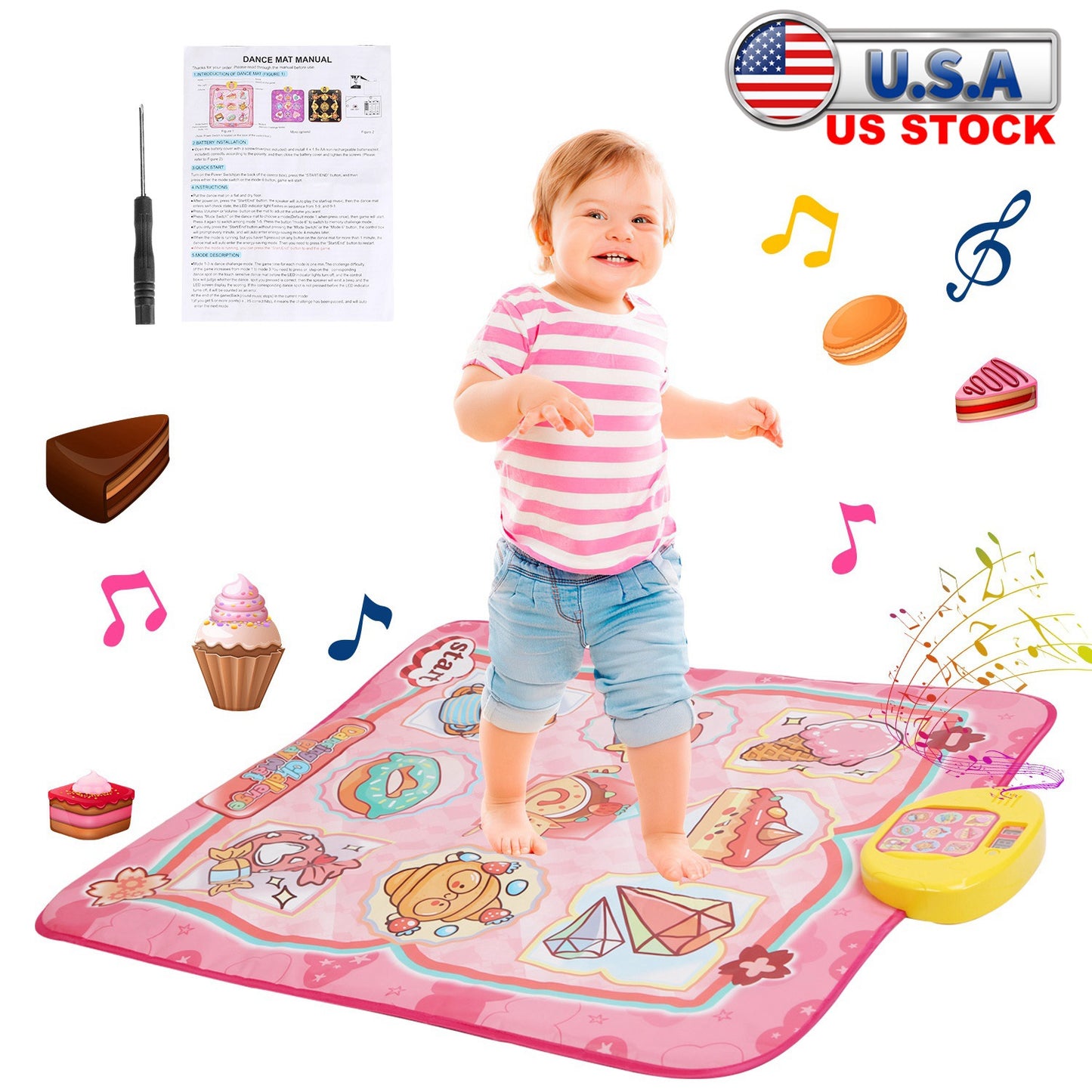 Cake Dance Mat for Kids Electronic Music Dance Pad with 6 Modes Built-in Music Adjustable Volume Optimal Gift for Boys Girls Aged 3+ Years Old