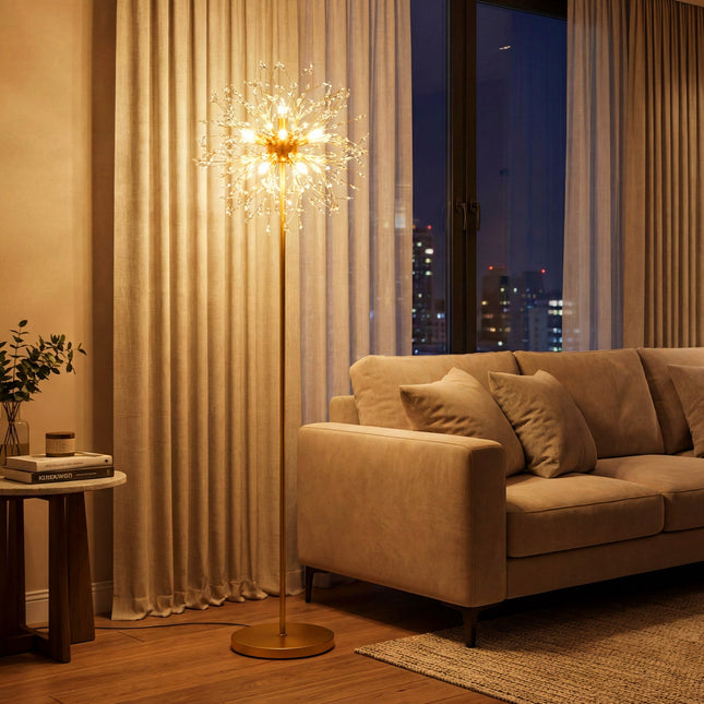 63-Inch Crystal Floor Lamp with Acrylic Crystals