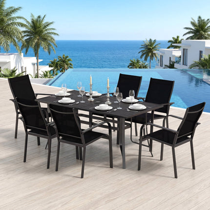 63" x 33" Rectangle Metal Patio Dining Table for 6