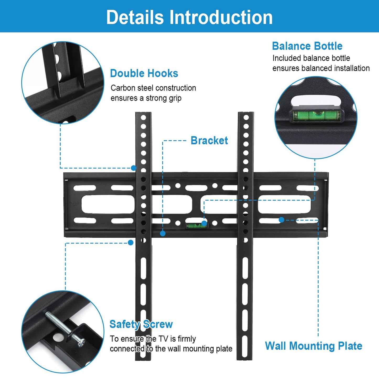 TV Wall Mount Bracket for 26-65in LED/LCD/PLASMA Flat TV VESA 400x400mm