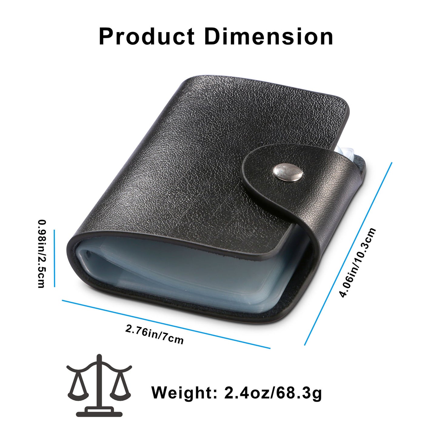 Credit Card Holder Card Organizer Pouch PU Leather Case Snap Closure with 26Pcs Card Slots