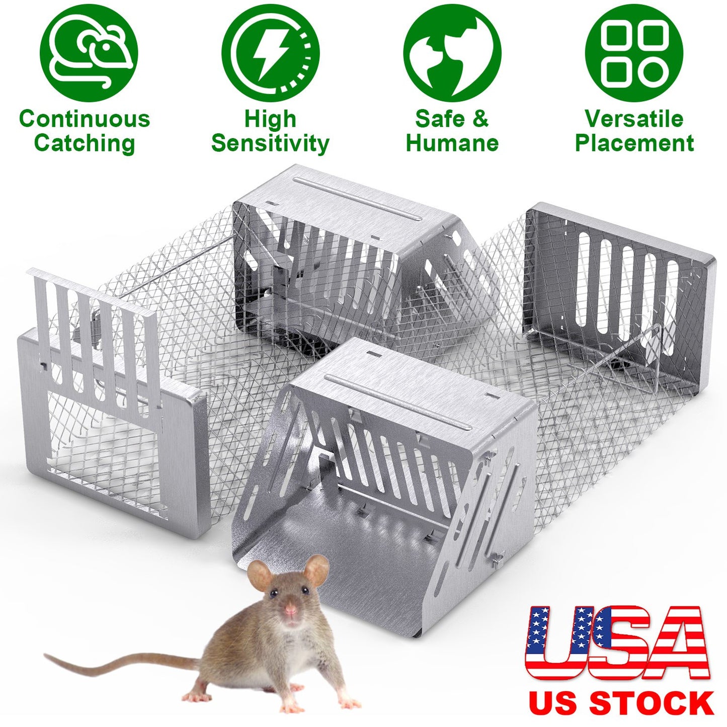 Automatic Continuous Rat Trap Single Door Mouse Cage Humane Live Animal Trap Cage Indoor Outdoor for Small Rodents Mice Voles