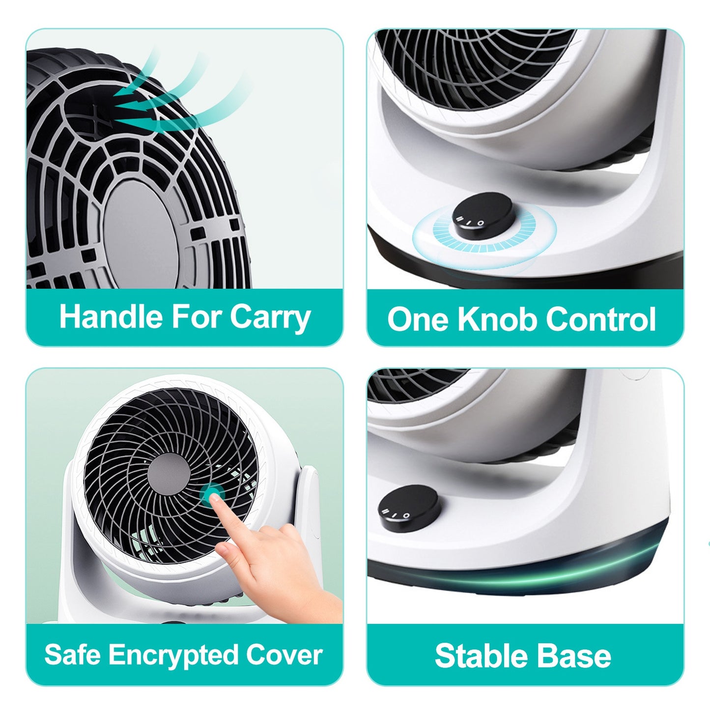 Table Desktop Fan Air Circulator Office Fan with 2 Speeds 270¡ Adjustable Head USB Plug Play for Room Office Kitchen Office