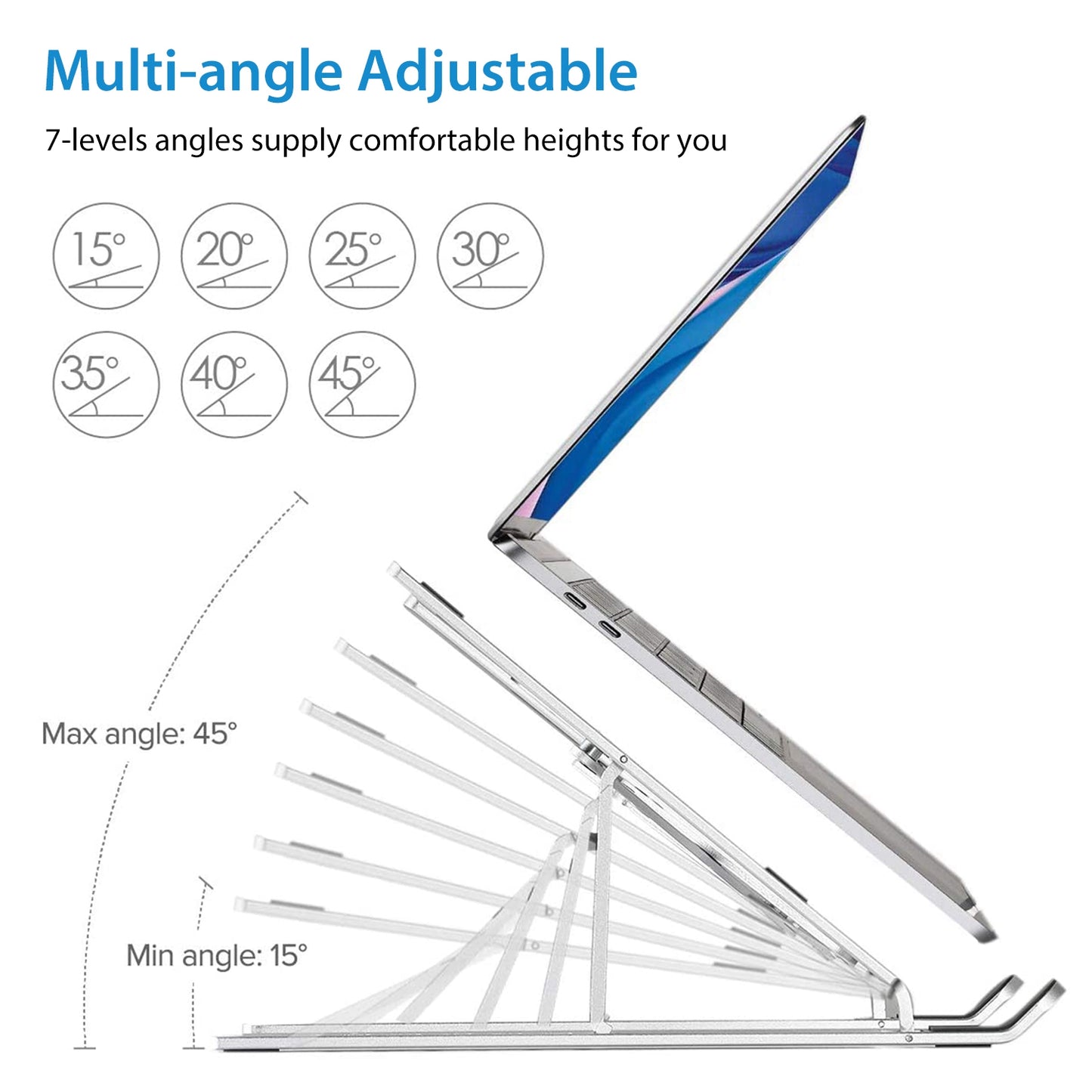 Laptop Stand Lifter Foldable Aluminum Desktop Phone Holder Stand Angle Adjustable Tablet PC Holder Riser Ventilated Laptop Phone Tray