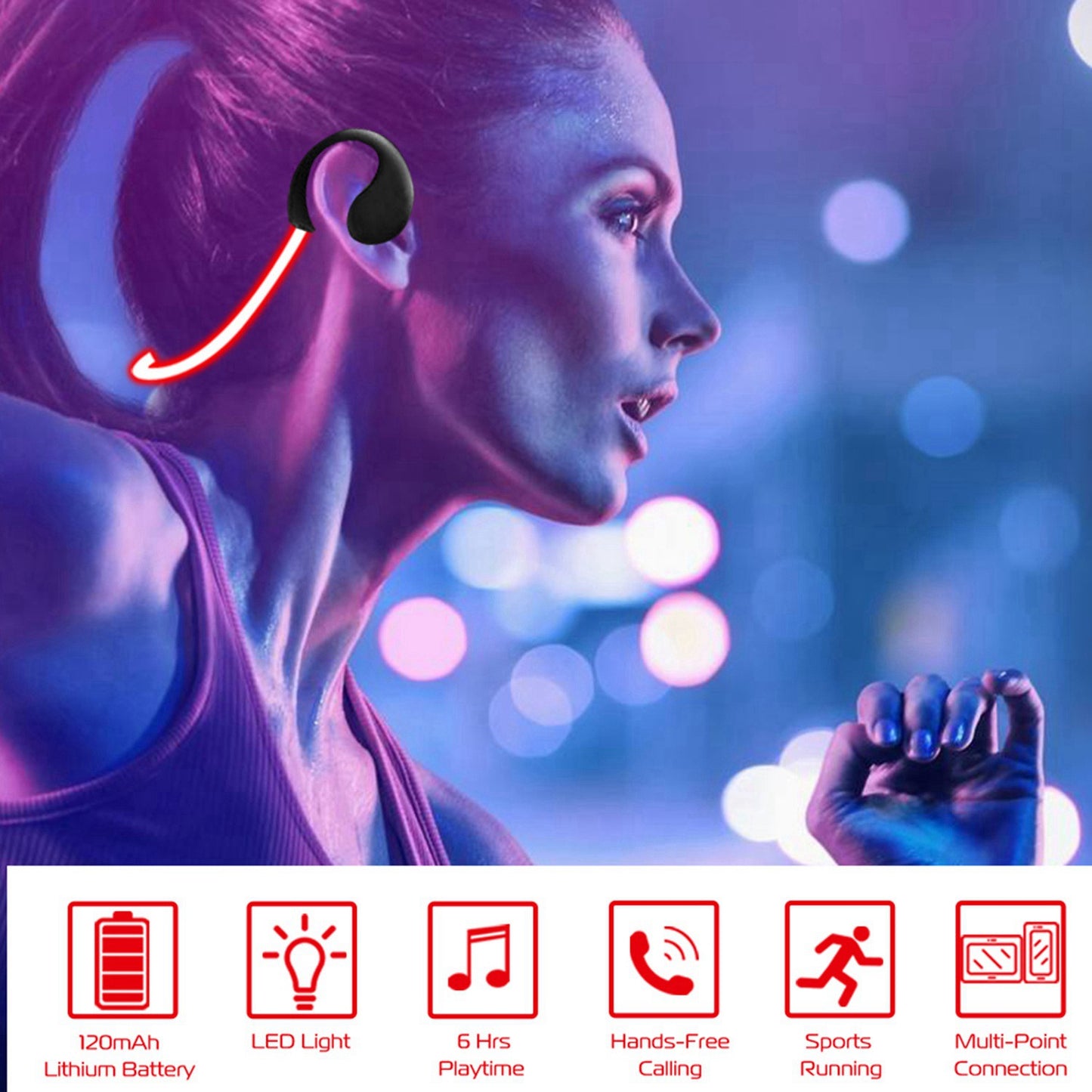 Wireless Sports Headsets Wireless V4.1 Neckband Earphones HD Stereo Sweat-proof Headphones Earbuds w/ LED Light Mic 8Hrs Work Running