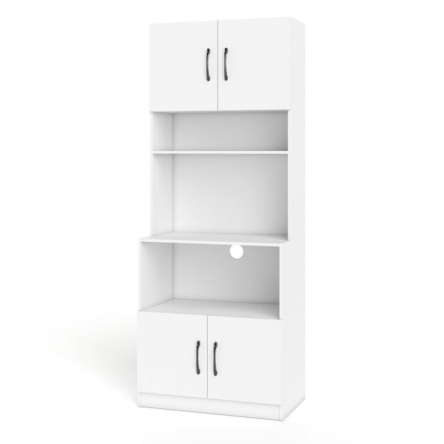 66 Inch Kitchen Pantry Cabinet with Charging Station and Adjustable Shelves for Dining Room
