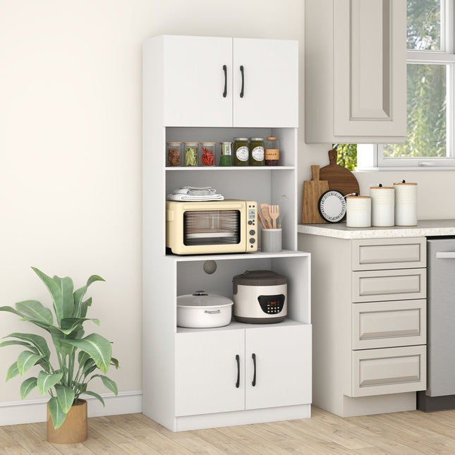66 Inch Kitchen Pantry Cabinet with Charging Station and Adjustable Shelves for Dining Room