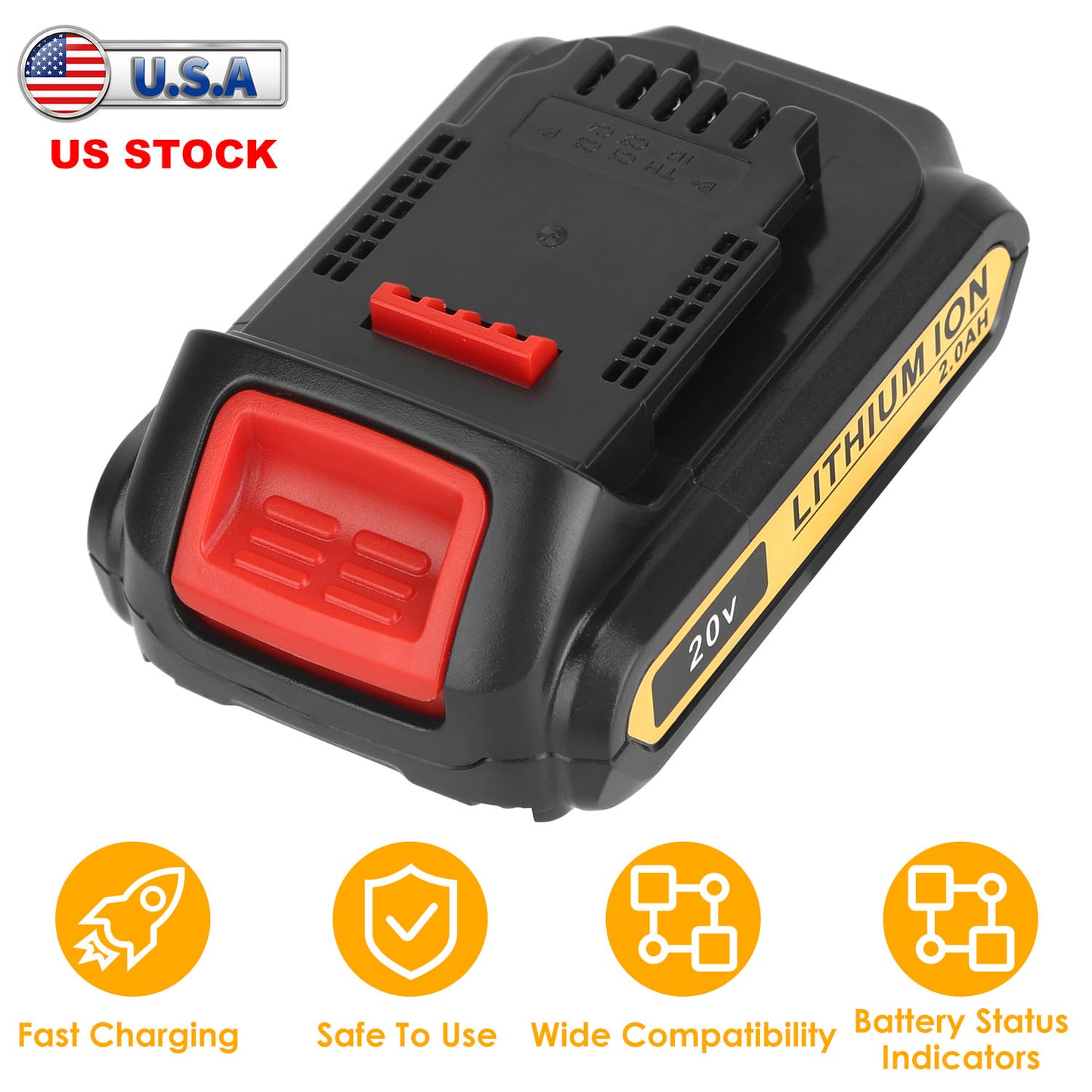 20V Replacement Battery Fit for Dewalt DCB206-2 DCB205 DCB200-2 DCB203 DCB181 DCB180 DCB200 DCB201 DCB201-2
