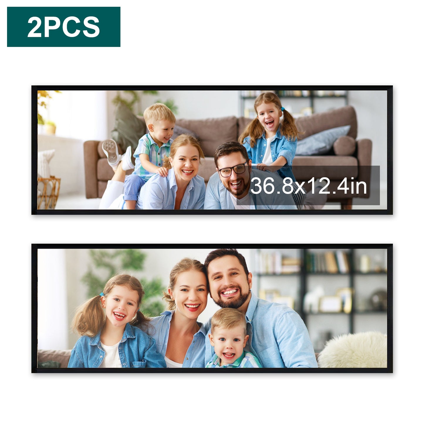 2 Packs 36.8x12.4in Picture Wall Frames Display Panoramic Photo Frame Gallery Poster Frames with Clear Plexiglass MDF Backboard for Family Photos Wedd