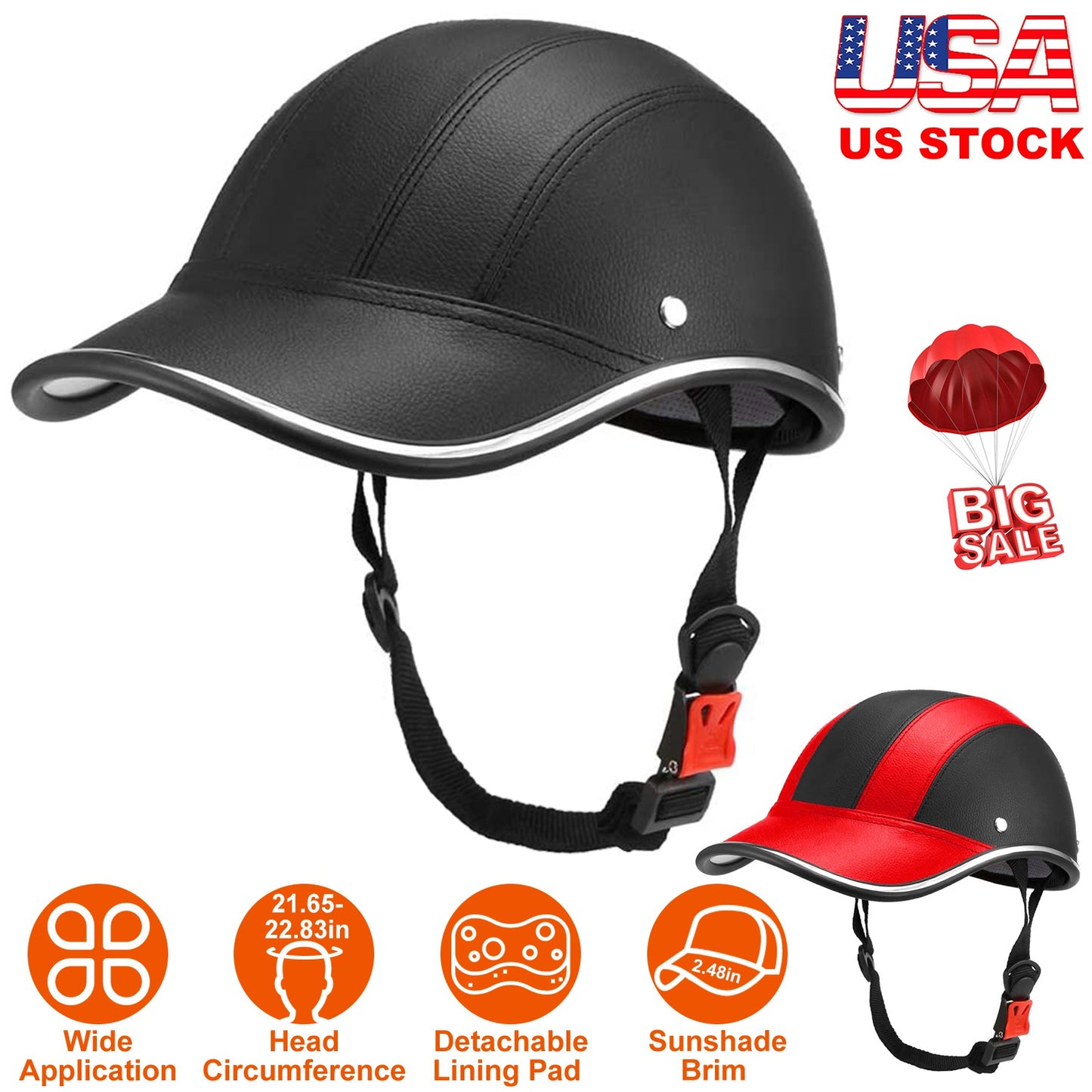 Safety Bicycle Helmet Adjustable Windproof Bike Helmet Sunshade Baseball Cap Anti-UV Cycling Motorcycle Hat Leather Helmet